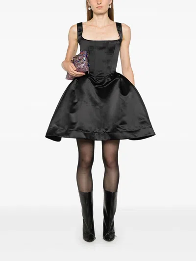 Vivetta Duchess Bustier Satin Mini Dress In Black