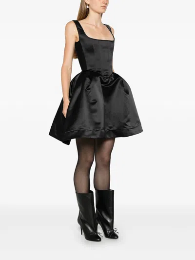 Vivetta Duchess Bustier Satin Mini Dress In Black