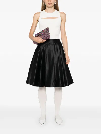 Vivetta Ruota Duchess Flared Satin Skirt In Black