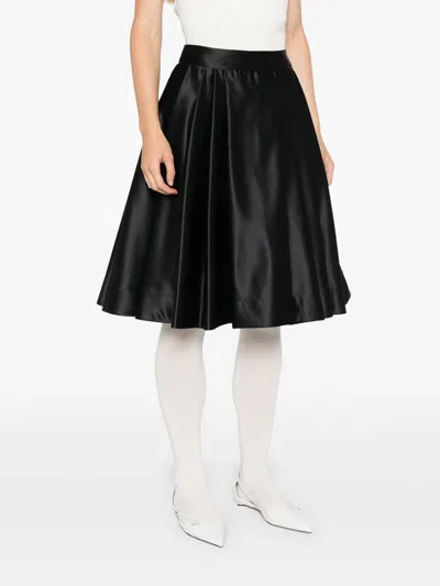 Vivetta Ruota Duchess Flared Satin Skirt In Black