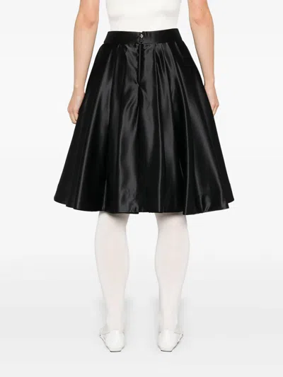 Vivetta Ruota Duchess Flared Satin Skirt In Black