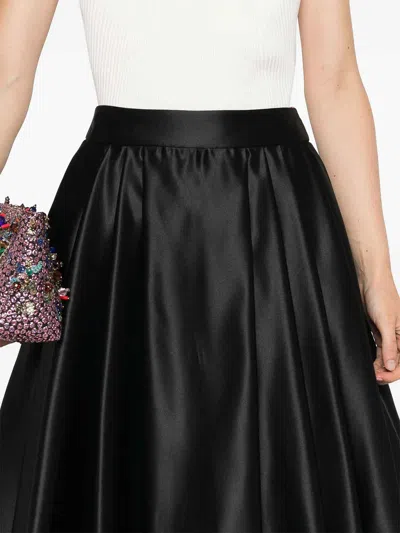 Vivetta Ruota Duchess Flared Satin Skirt In Black