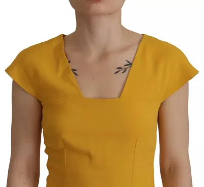 Pre-owned Dolce & Gabbana Yellow Viscose Sleeveless Sheath Midi Women's Dress ()