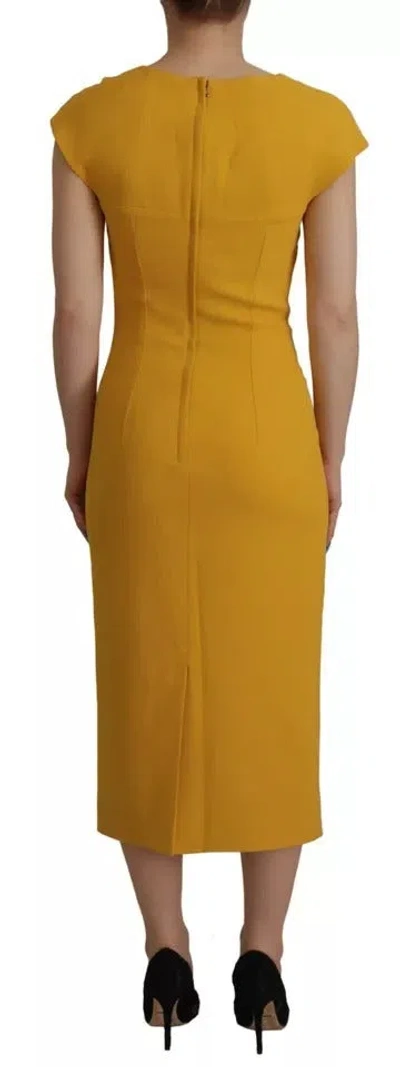 Pre-owned Dolce & Gabbana Yellow Viscose Sleeveless Sheath Midi Women's Dress ()