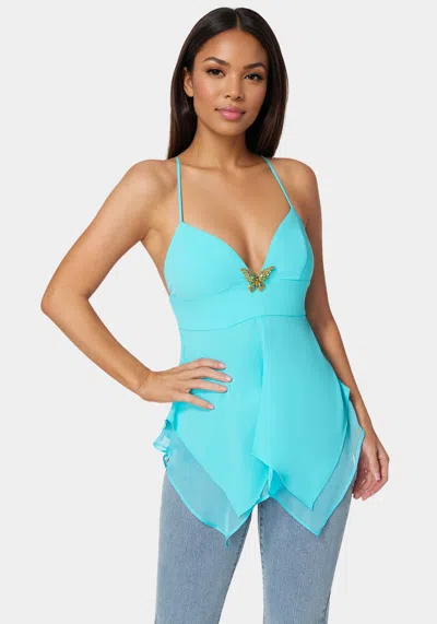 Bebe Asymmetric Butterfly Tank Top In Capri
