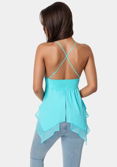 Bebe Asymmetric Butterfly Tank Top In Capri
