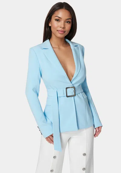 Bebe Belted Blazer In Clear Sky