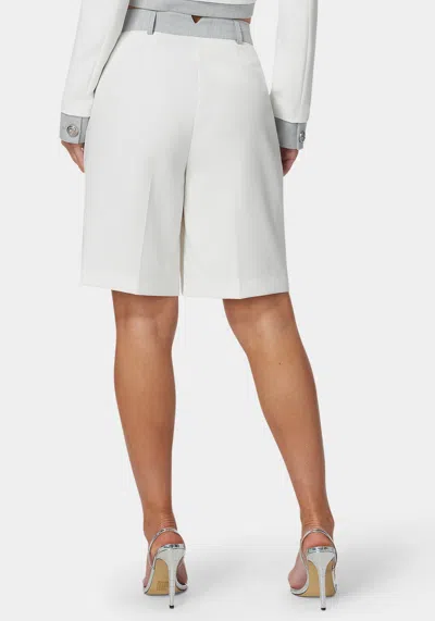 Bebe Tailored Bermuda Shorts In White Alyssum,grey Melange