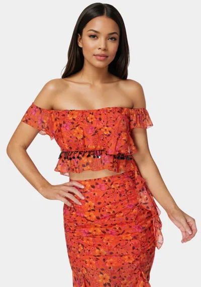 BEBE RUFFLE FRINGE TOP 