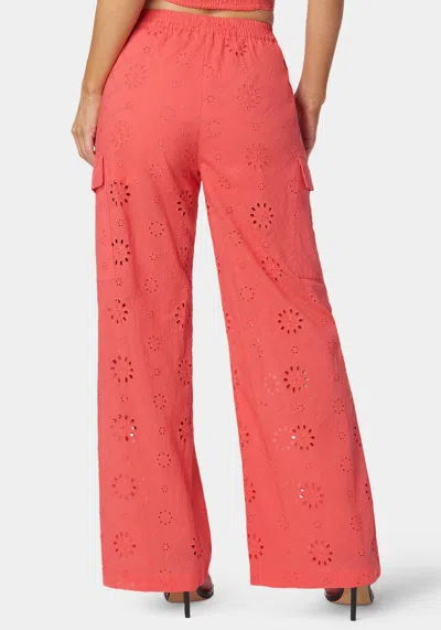 Bebe Natural Waist Ultra Wide Leg Cargo Pant In Calypso Coral