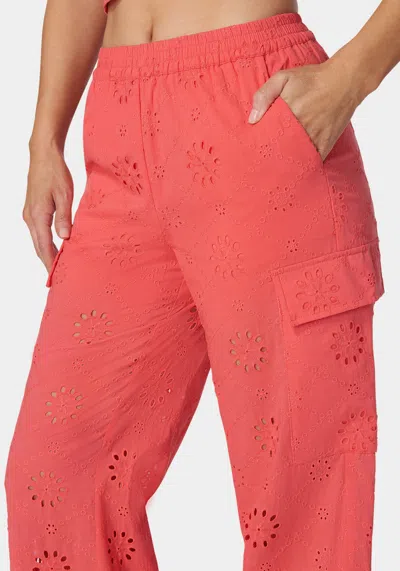 Bebe Natural Waist Ultra Wide Leg Cargo Pant In Calypso Coral