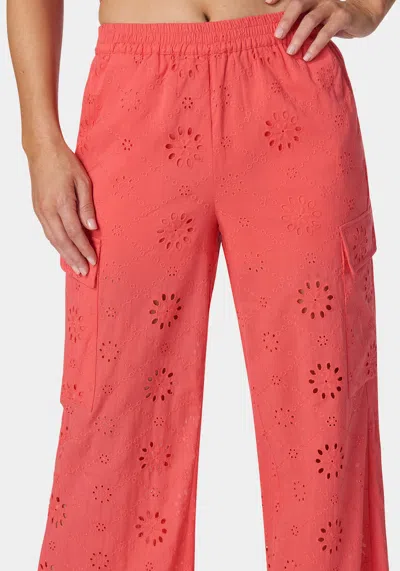 Bebe Natural Waist Ultra Wide Leg Cargo Pant In Calypso Coral