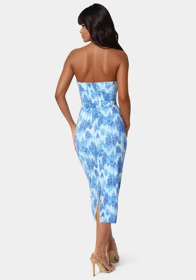 Bebe Printed Front Cutout Midi Dress In Soft Tapestry