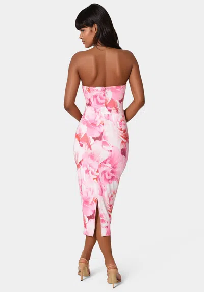 Bebe Printed Front Cutout Midi Dress In Blurred Peony