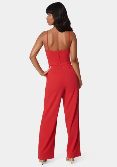 Bebe Sweetheart Neck Scuba Knit Jumpsuit In Red