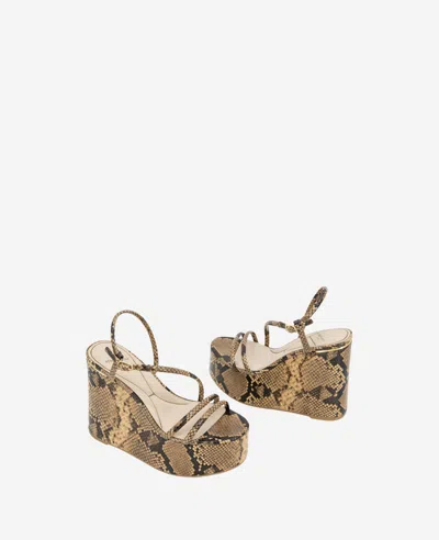 Kenneth Cole Tatiana Snake Print Platform Wedge Sandal In Sand Snake