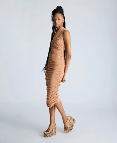 Kenneth Cole Sleeveless Twist Front Midi With Side Rouching In Multicolor