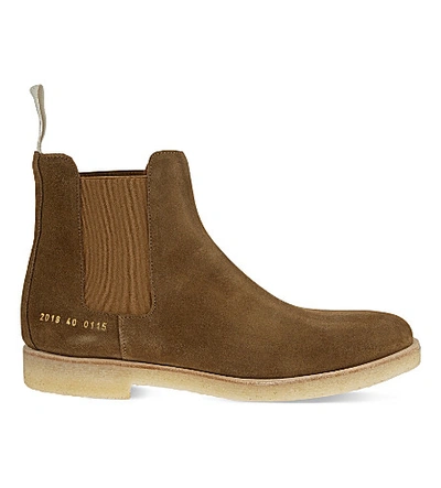 Shop Common Projects Suede Chelsea Boots In Tobacco