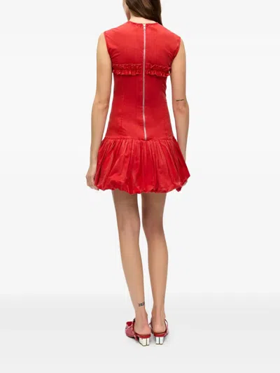 Ganni Washed Stretch Cotton Corset Mini Dress In Racing Red