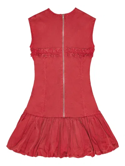 Ganni Washed Stretch Cotton Corset Mini Dress In Racing Red
