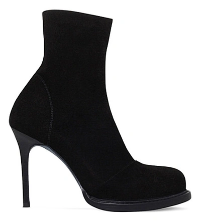 Shop Ann Demeulemeester Panel-detail Suede Heeled Ankle Boots In Black