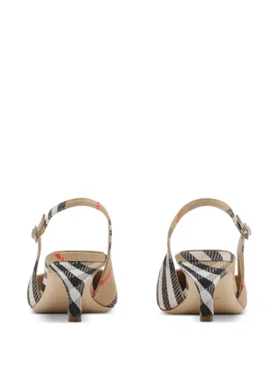 Burberry Women Dame Decollete With Check Motif In Neutral