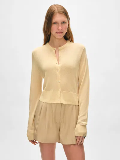 White + Warren Superfine Cashmere Button Cardigan Sweater In Buttercream In Buttercream