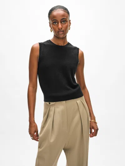 White + Warren Cashmere Shell Tank Top In Black In Black