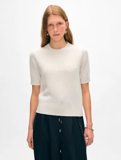 White + Warren Cashmere T-shirt Sweater In Soft White In Soft White