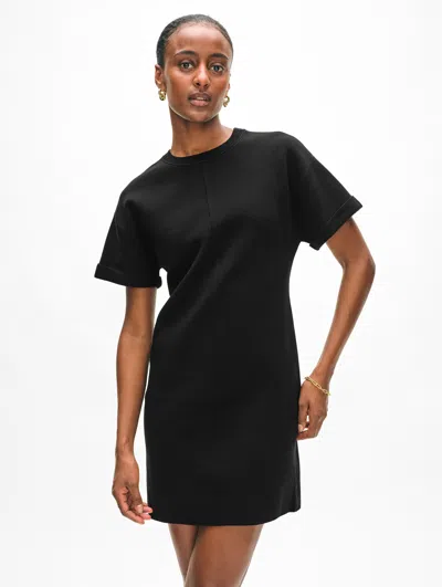 White + Warren Superfine Organic Cotton Waisted Dress In Black In Black