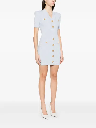 Balmain Button-embellished Ribbed-knit Minidress