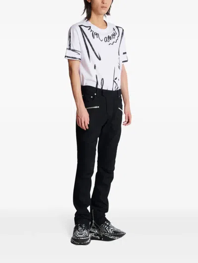 Balmain Cotton Blend Black Denim Jeans With Multi-pocket Design