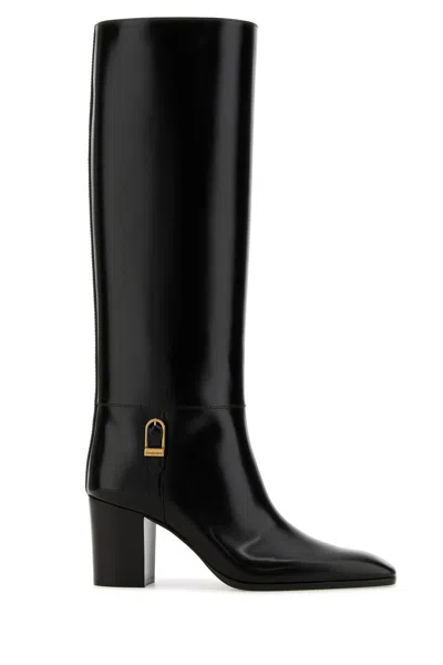 Saint Laurent Stivali Julia 70 In Pelle Nera Donna