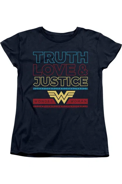 Gildan Wonder Woman 84 Truth Love Justice Short Sleeve Women´s Tee / T-shirt In Blue