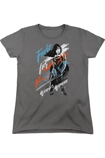 Gildan Wonder Woman Movie Fight For Peace Short Sleeve Womens Tee / T-shirt In Pink
