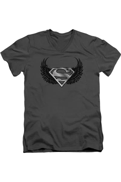 Gildan Superman Dirty Wings Short Sleeve Adult V Neck Tee / T-shirt In Pink