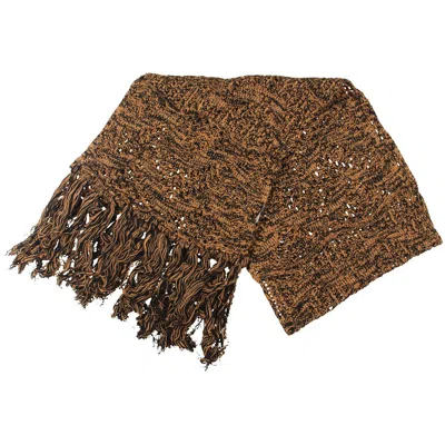 M Missoni Womens Fringe Wool Winter Scarf In Brown
