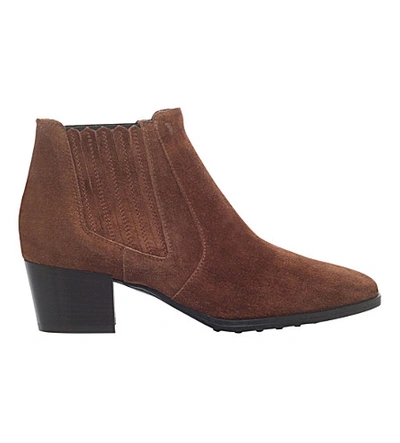 Tod's Gomma Suede Ankle Boots In Brown