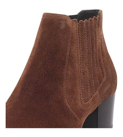 Shop Tod's Gomma Suede Ankle Boots In Brown