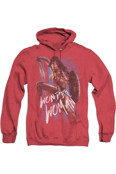Gildan Wonder Woman Movie American Hero Adult Heather Hoodie / Hooded Sweatshirt In Red