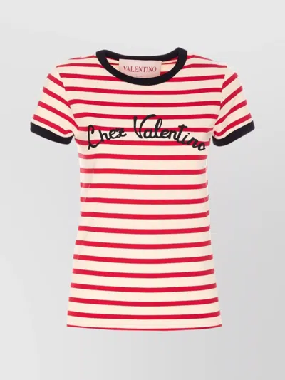 Valentino Garavani Embroidered Cotton T-shirt In Multi