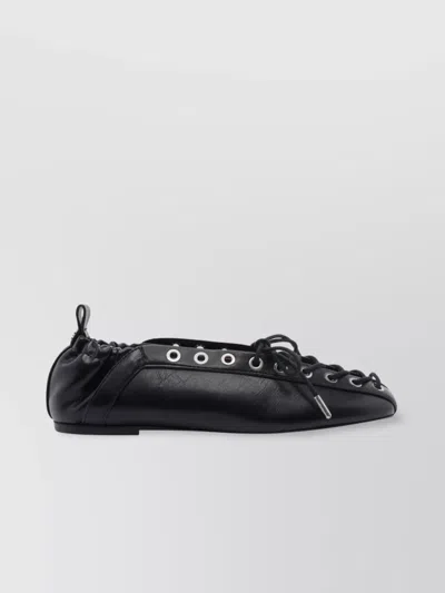 Ganni Lace Up Ballerina | In Black