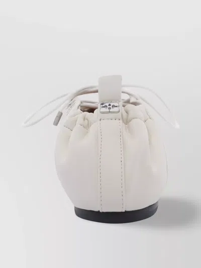 Ganni Womens White Eyelets Lace-up Pélinova Ballet Flats Eur 37 / 4 Uk In Neutral