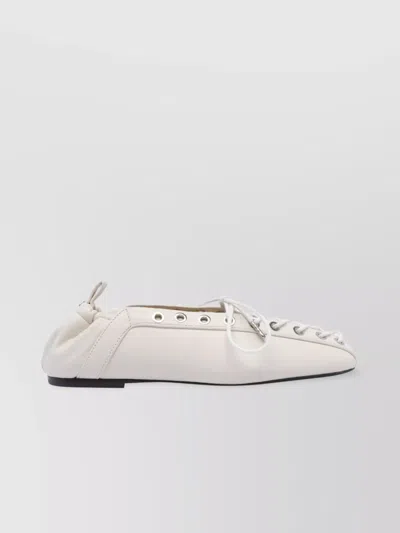 Ganni Womens White Eyelets Lace-up Pélinova Ballet Flats Eur 37 / 4 Uk In Neutral
