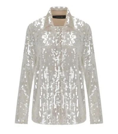 Federica Tosi Metallic Shirt With Mesh Design And All-over Applied Sequins