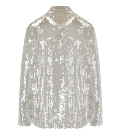 Federica Tosi Metallic Shirt With Mesh Design And All-over Applied Sequins