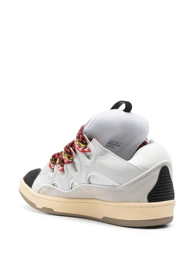 Lanvin Curb Leather Sneakers With Multicolor Laces