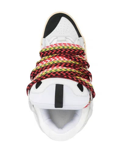 Lanvin Curb Leather Sneakers With Multicolor Laces