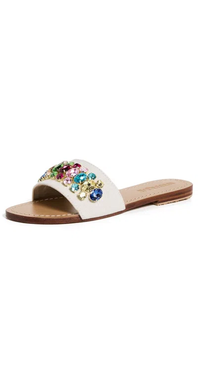 Mystique Embellished Slides Twill/multi In Twill/multi