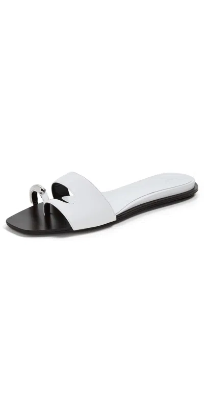 Tory Burch Leather Thong Sandals Metal Detail In Silver